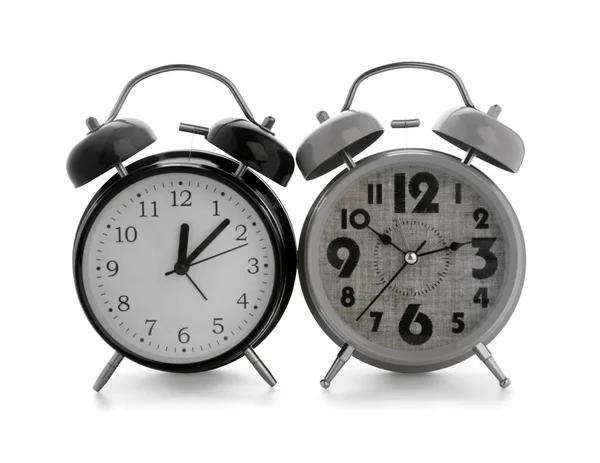 Metal Alarm Clocks White Background — Stock Photo, Image