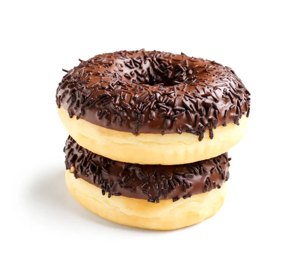 Sweet Chocolate Donuts White Background — Fotografia de Stock