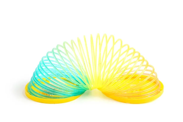 Colorido Slinky Aislado Sobre Fondo Blanco Celebración Del Día Los —  Fotos de Stock