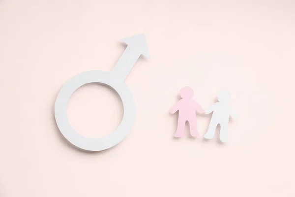 Gender Symbols Man Male Figures Pale Pink Background — Stock Photo, Image