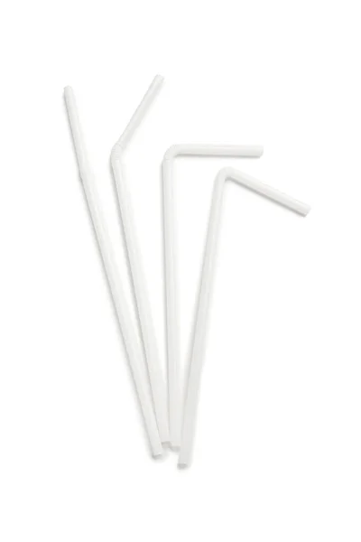 Paglie Plastica Sfondo Bianco — Foto Stock