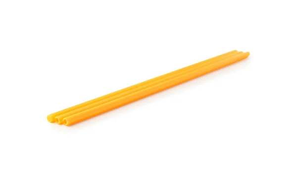 Yellow Plastic Straws White Background — Stock Photo, Image