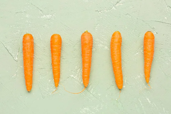 Many Fresh Carrots Green Background — Photo