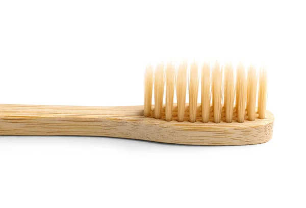 Bambus Zahnbürste Auf Weißem Hintergrund — Stockfoto