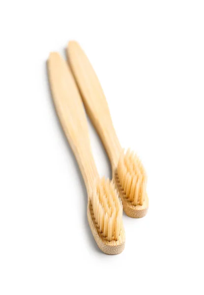 Bambusowe Szczoteczki Zębów Białym Tle — Zdjęcie stockowe