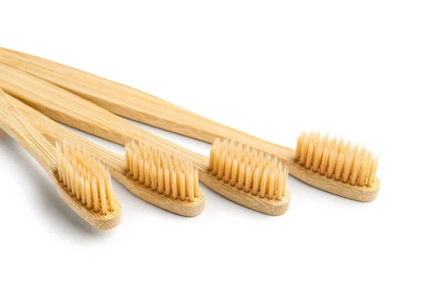 Many Bamboo Toothbrushes White Background — Stock Photo, Image