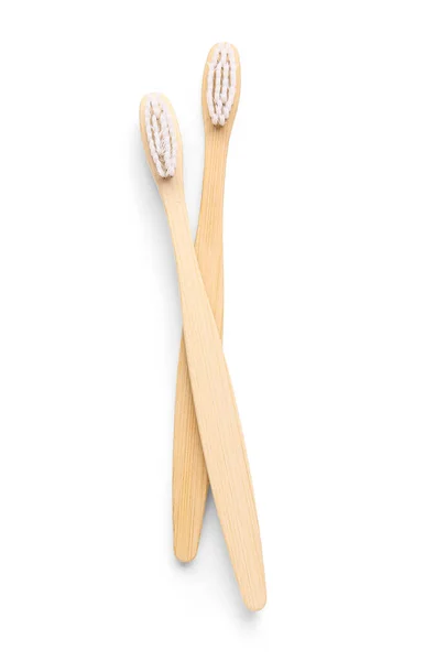 Bamboo Toothbrushes White Background — Stock Photo, Image