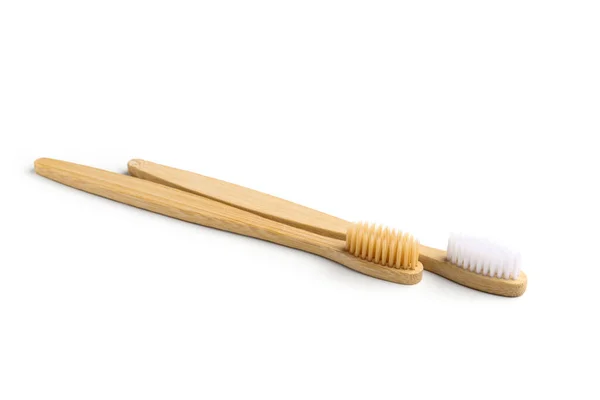 Διαφορετικές Οδοντόβουρτσες Μπαμπού Λευκό Φόντο — Φωτογραφία Αρχείου