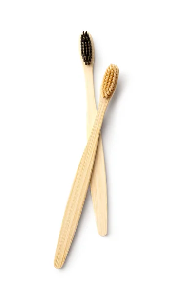 Beyaz Arkaplanda Farklı Bambu Diş Fırçaları — Stok fotoğraf