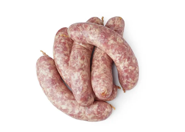 Raw Fresh Sausages White Background — Stock Photo, Image