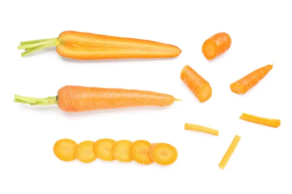 Свіжа Морква Скибочки Білому Тлі — стокове фото