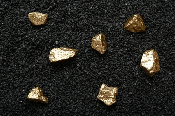 Złote Bryłki Węgla Kamiennego — Zdjęcie stockowe