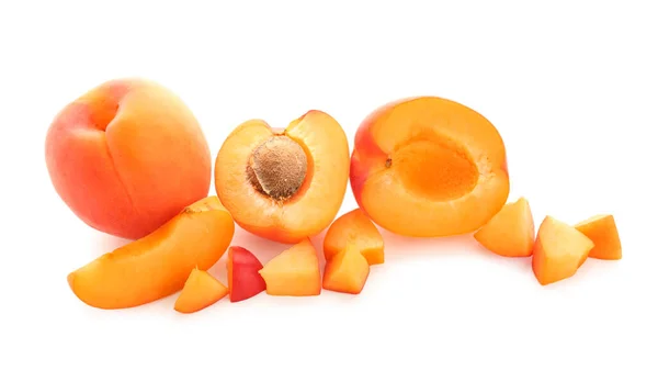 Ripe Apricots Isolated White Background — Stock Photo, Image