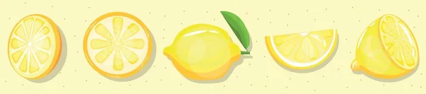 Набор Лимонов Светло Желтом Фоне — стоковый вектор
