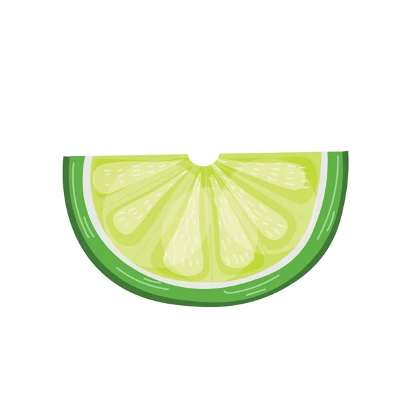 Tranche Citron Vert Sur Fond Blanc — Image vectorielle