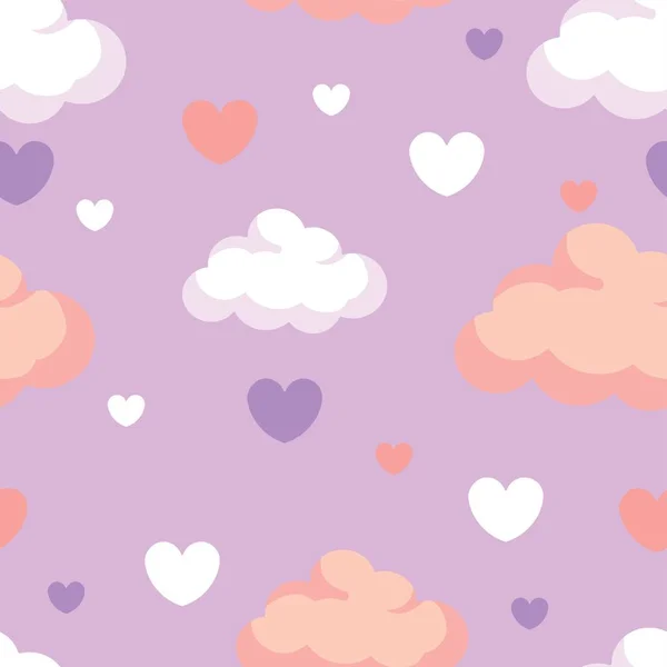 Цветные Облака Сердца Фиолетовом Фоне Патент Дизайн — стоковый вектор