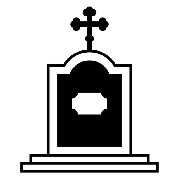 Gravestone Met Kruis Witte Achtergrond — Stockvector