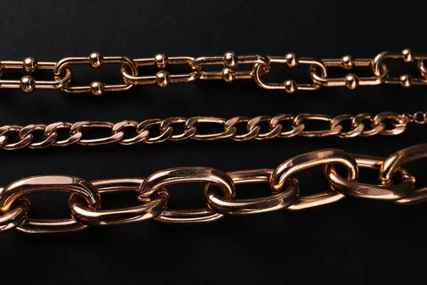 Beautiful Chain Bracelets Black Background — Stock Photo, Image