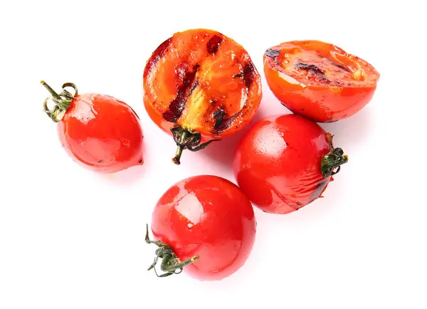 Lekkere Gegrilde Tomaten Witte Achtergrond — Stockfoto
