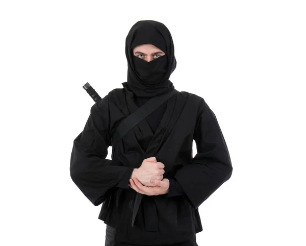 Ninja Masculino Sobre Fondo Blanco — Foto de Stock