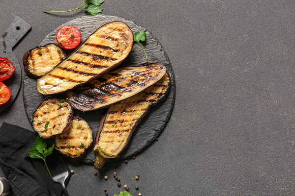 Composition Delicious Grilled Eggplants Dark Background — Stock Photo, Image