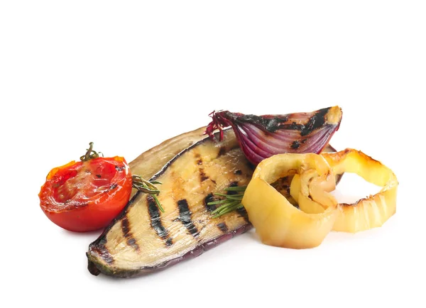 Different Tasty Grilled Vegetables White Background — Stock Photo, Image