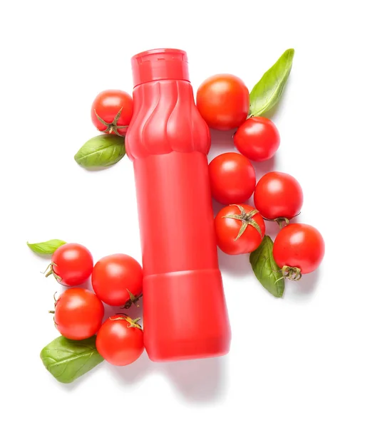 Garrafa Ketchup Tomate Sobre Fundo Branco — Fotografia de Stock