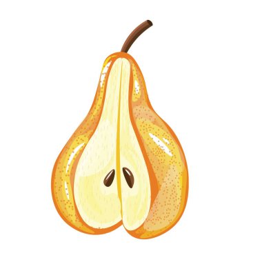 Beyaz zemin üzerinde olgun kesilmiş armut