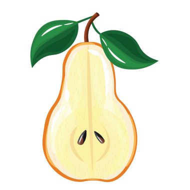 Beyaz zemin üzerinde olgun kesilmiş armut