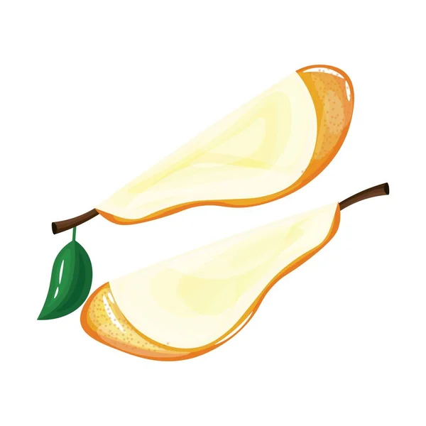 Ripe Cut Pear White Background — Stock Vector