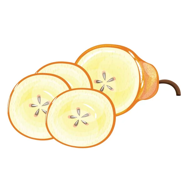 Ripe Cut Pear White Background — Stock Vector