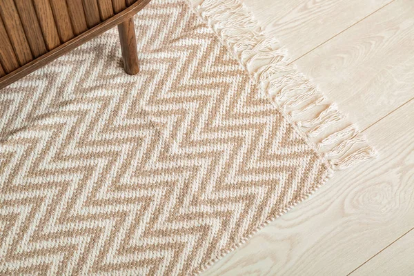 stock image Chest of drawers and soft rug in living room, closeup