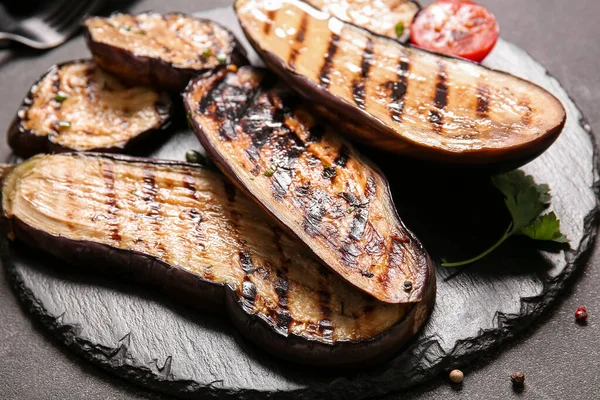 Delicious Grilled Eggplants Dark Background — Stock Photo, Image