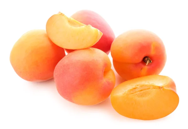 stock image Ripe apricots isolated on white background