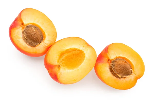 Halves Ripe Apricot Isolated White Background — Stock Photo, Image