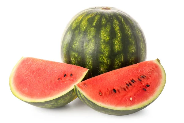 Frisse Watermeloen Stukjes Witte Achtergrond — Stockfoto