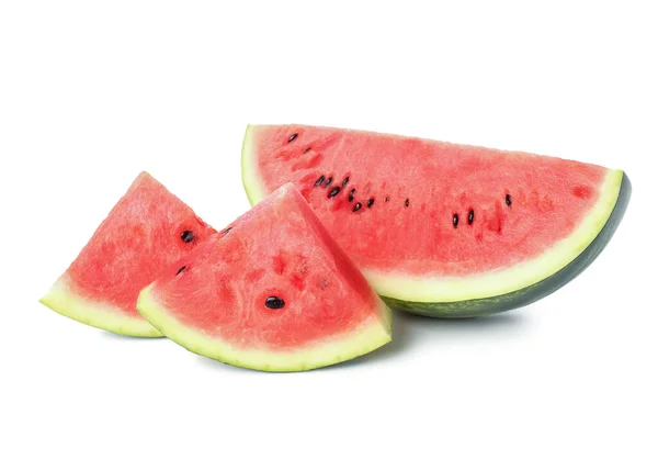 stock image Pieces of fresh watermelon on white background