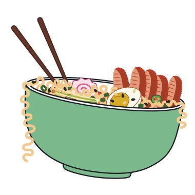 Uçan kase lezzetli ramen çorbası beyaz arka planda