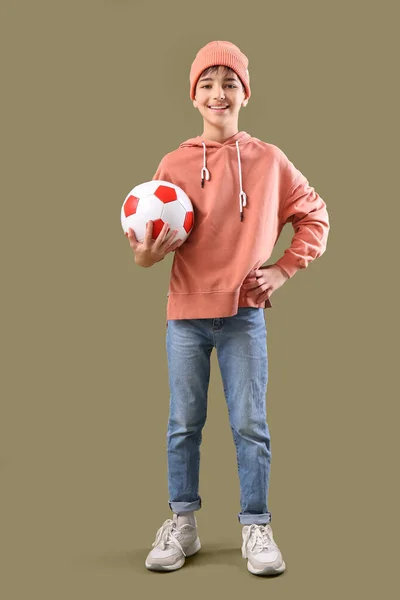 Băiețel Minge Fotbal Fundal Color — Fotografie, imagine de stoc