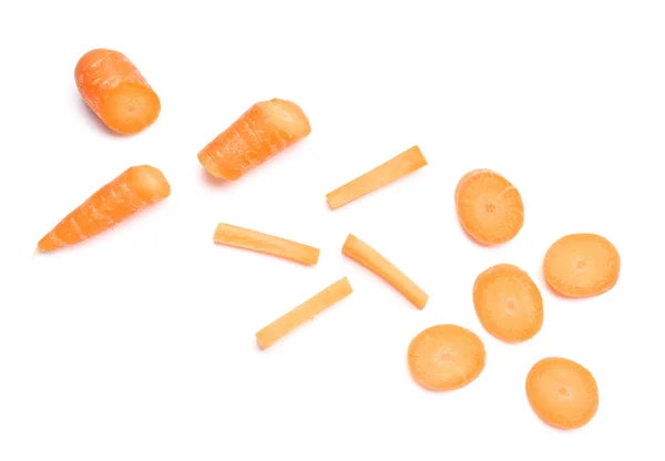 Шматочки Свіжої Моркви Білому Тлі — стокове фото
