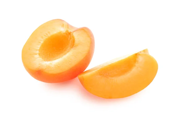 Ripe Cut Apricot Isolated White Background — Stock Photo, Image