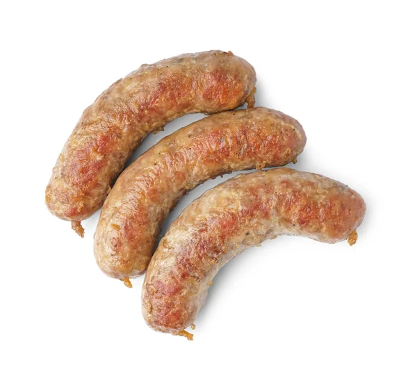 Tasty Homemade Sausages Isolated White Background — Stock Photo, Image