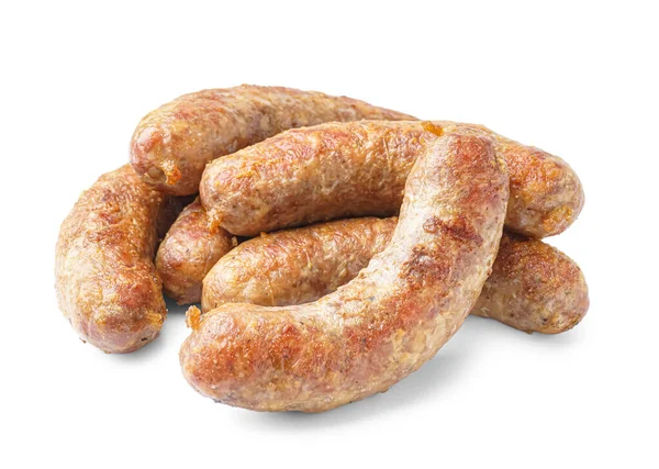 Tasty Homemade Sausages Isolated White Background — Stock Photo, Image