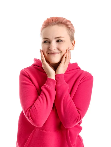 Young Woman White Background — Stock Photo, Image
