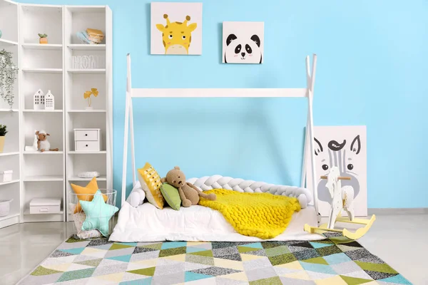 Interior Children Room Bed Shelving Unit Toys — Stock Photo, Image