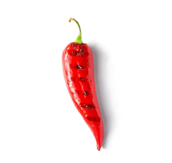 Tasty Grilled Chili Pepper Isolated White Background — Stock Photo, Image