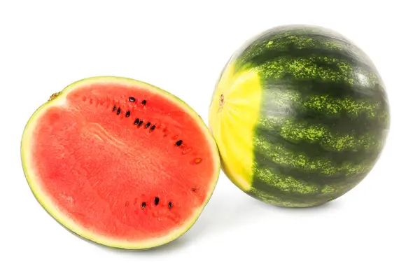 Frisse Watermeloenen Witte Achtergrond — Stockfoto