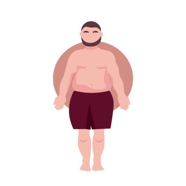 Beyaz arka planda kilolu bir adam.