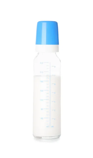 Flasche Milch Für Baby Isoliert Auf Weißem Hintergrund — Stockfoto