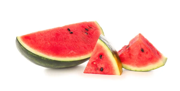Stücke Frischer Wassermelone Auf Weißem Hintergrund — Stockfoto